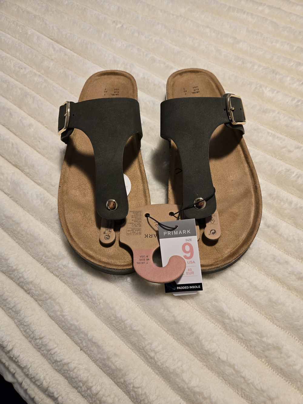 Primark Black Toe-Post Buckle Sandals
